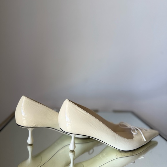 EUC JIMMY CHOO Scarlett 50 lace-up patent-leather pointed-toe pumps 38 $1,075 - Picture 13 of 16